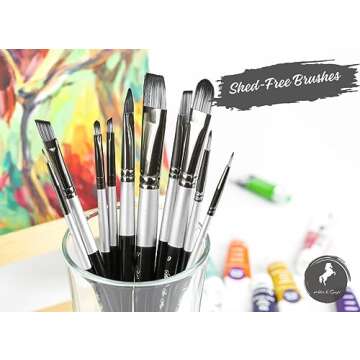 Paint Brushes for Acrylic Painting, Face and Body Painting - Acrylic Paint Brushes Set of 10 Pcs, Oi...
