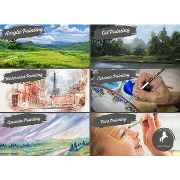 Paint Brushes for Acrylic Painting, Face and Body Painting - Acrylic Paint Brushes Set of 10 Pcs, Oil Paint Brushes for Artists, Professional Paint Brushes, Acrylic Brushes, Acrylic Paint Brush.