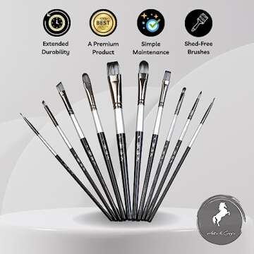 Paint Brushes for Acrylic Painting, Face and Body Painting - Acrylic Paint Brushes Set of 10 Pcs, Oil Paint Brushes for Artists, Professional Paint Brushes, Acrylic Brushes, Acrylic Paint Brush.