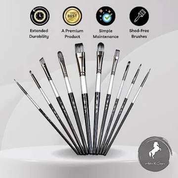 Paint Brushes for Acrylic Painting, Face and Body Painting - Acrylic Paint Brushes Set of 10 Pcs, Oil Paint Brushes for Artists, Professional Paint Brushes, Acrylic Brushes, Acrylic Paint Brush.