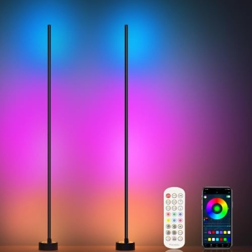 Miortior Corner Floor Lamp, 2 Pack LED Corner Lamp with App/Remote/Button Control, Smart RGB Floor L...