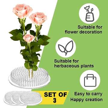 BOYIVI 3 PCS Thicken Plastic Flower Frogs 2.7 Inch Round Ikebana Kenzan Floral Arrangement Pin Frog ...