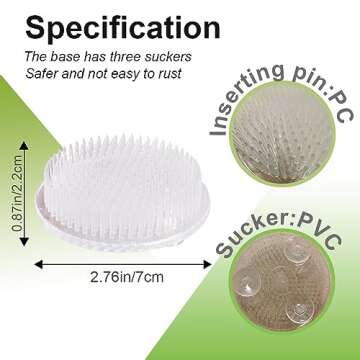 BOYIVI 3 PCS Thicken Plastic Flower Frogs 2.7 Inch Round Ikebana Kenzan Floral Arrangement Pin Frog Holder Japanese Flower Fixed Tools Plant Fixation and Decoration