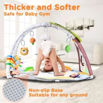 Lupantte Baby Gym Play Mat with 9 Toys for Sensory and Motor Skill Development Language Discovery, Thicker Non-Slip Activity Ball Pit, Green Tree Newborns, Babies to Toddlers as Gift