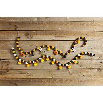Mud Pie Halloween Garland, Candy Corn, 60",Orange