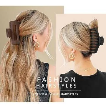 TOCESS Jumbo Hair Claw Clips - Strong Hold for Women