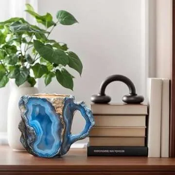 chixus Mineral Crystal Coffee Mugs, Multi-Colored Crystal Mineral Coffee Mugs With Handle