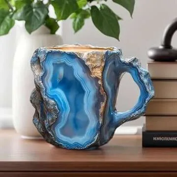 chixus Mineral Crystal Coffee Mugs, Multi-Colored Crystal Mineral Coffee Mugs With Handle