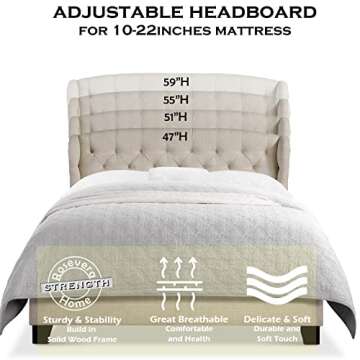 Rosevera Sorrel Adjustable Wingback Bed - King Size