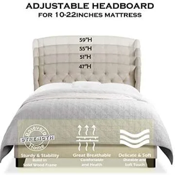 Rosevera Sorrel Adjustable Wingback Bed - King Size