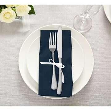 Utopia Kitchen Navy Blue Cloth Napkins [12 Pack, 18x18 Inch] Absorbent Cotton Blend Washable and Reusable for Dinner, Restaurant, Lunch, Wedding and Hotel
