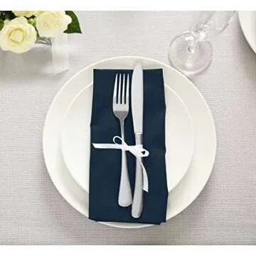 Utopia Kitchen Navy Blue Cloth Napkins [12 Pack, 18x18 Inch] Absorbent Cotton Blend Washable and Reusable for Dinner, Restaurant, Lunch, Wedding and Hotel