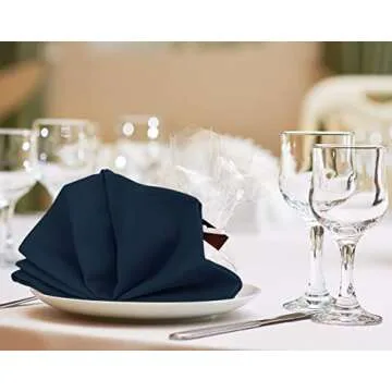 Utopia Kitchen Navy Blue Cloth Napkins [12 Pack, 18x18 Inch] Absorbent Cotton Blend Washable and Reusable for Dinner, Restaurant, Lunch, Wedding and Hotel