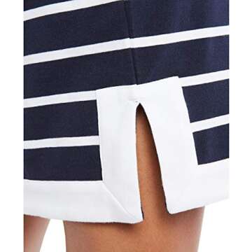 Nautica Women's Breton Stripes Sleeveless V-Neck Stretch Cotton Polo Dress, Navy, XX-Large