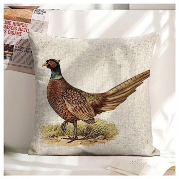 Golden Pheasant Linen Pillow Cover for Unique Home Decor