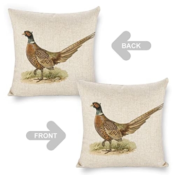 Golden Pheasant Linen Pillow Cover for Unique Home Decor