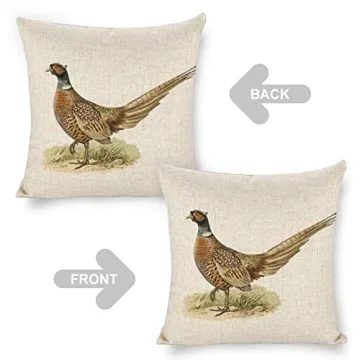 Golden Pheasant Linen Pillow Cover for Unique Home Decor