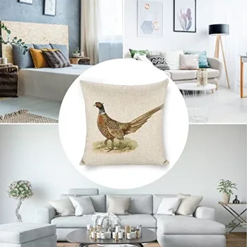 Golden Pheasant Linen Pillow Cover for Unique Home Decor