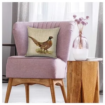 Golden Pheasant Linen Pillow Cover for Unique Home Decor