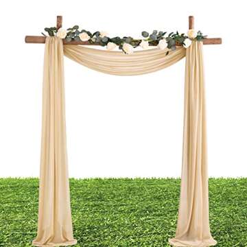 Champagne 5 Yards 60" Wide Sheer Fabric Chiffon Fabric by The Yard Continuous Solid Color Draping Fa...