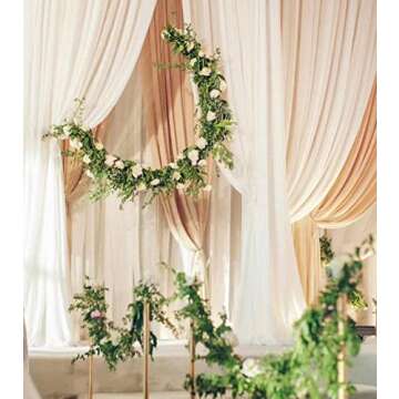 Champagne 5 Yards 60" Wide Sheer Fabric Chiffon Fabric by The Yard Continuous Solid Color Draping Fabric for Wedding Party Backdrop