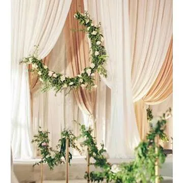 Champagne 5 Yards 60" Wide Sheer Fabric Chiffon Fabric by The Yard Continuous Solid Color Draping Fabric for Wedding Party Backdrop