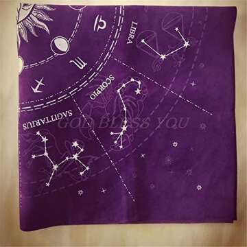 Hiplya Altar Tarot Card Cloth Tablecloth 12 Constellations Velvet Astrology Tarot Divination Cards T...