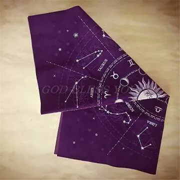 Hiplya Altar Tarot Card Cloth Tablecloth 12 Constellations Velvet Astrology Tarot Divination Cards Table Cloth Tapestry (Purple)
