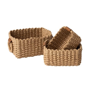 Sustainable Recycled Paper Rope Storage Baskets Set of 3