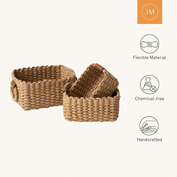 Sustainable Recycled Paper Rope Storage Baskets Set of 3