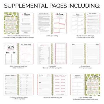 bloom daily planners 2019 Calendar Year Day Planner - Passion/Goal Organizer - Monthly and Weekly Dated Agenda Book - (January 2019 - December 2019) - 6" x 8.25" - Palm Leaves