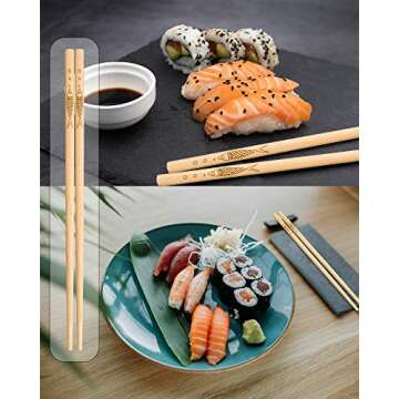 Reusable YUNDUOJIA Bamboo Chopsticks - 5 Pairs of Natural Elegance