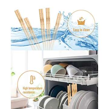 Reusable YUNDUOJIA Bamboo Chopsticks - 5 Pairs of Natural Elegance