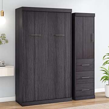 SOFTSEA Twin Murphy Bed Wardrobe High Wall Bed Can be Folded into Cabinet