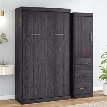 SOFTSEA Twin Murphy Bed Wardrobe High Wall Bed Can be Folded into Cabinet