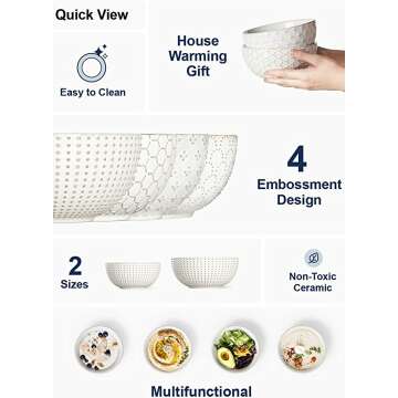 Elegant TAUCI Ceramic Embossment Stoneware Dessert Set