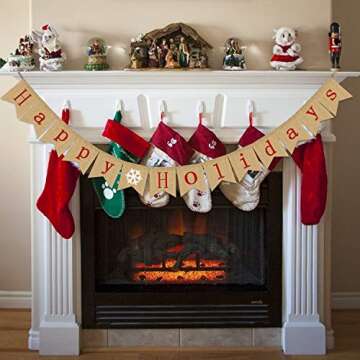 Happy Holidays Burlap Banner for Christmas Decor