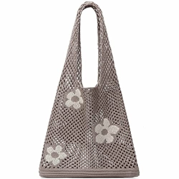 CATMICOO Crochet Beach Bag Tote: Small Knit Bag Summer Shoulder Bag for Vacation