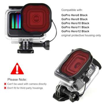 Underwater Camera Dive Filters for GoPro Hero 8,9,10,11 and 12 Black Protective Housing Lens Cover i...