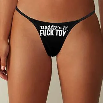 BAIJIAOYUN Sexy T Back Thongs for Women, Low Rise Daddys Little Lil Fuck Toy G-String Underwear M, G...