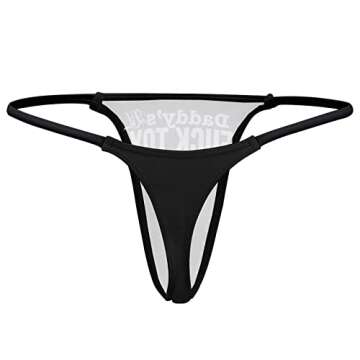 BAIJIAOYUN Sexy T Back Thongs for Women, Low Rise Daddys Little Lil Fuck Toy G-String Underwear M, Gifts for Wife Girlfriends