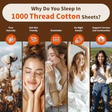 LBRO2M 1000 Thread Count 100% Egyptian Cotton Sheets Set,King Size Bed Sheet 4 Piece Sets,Long Staple,16 Inches Deep Pocket,All Season,Bedding Super Soft Breathable,Sateen Weave(White)