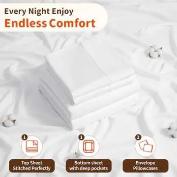 LBRO2M 1000 Thread Count 100% Egyptian Cotton Sheets Set,King Size Bed Sheet 4 Piece Sets,Long Staple,16 Inches Deep Pocket,All Season,Bedding Super Soft Breathable,Sateen Weave(White)