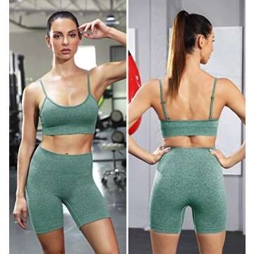 Ourgifts Workout Sets for Women 2 Piece Outfits Gym Shorts Women High Waisted with Adjustable Padded Sports Bra Gym Sets