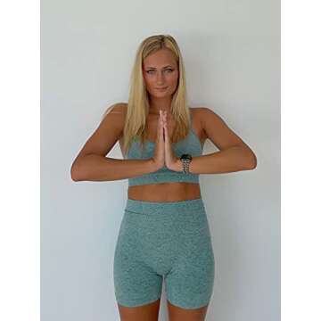 Ourgifts Workout Sets for Women 2 Piece Outfits Gym Shorts Women High Waisted with Adjustable Padded Sports Bra Gym Sets