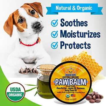 Organic Paw Balm for Dogs & Cats | All Natural Soothing & Healing for Dry Cracking Rough Pet Skin | Protect & Restore Cracked and Chapped Dog Paws & Pads | Better Than Paw Wax (Paw Balm, 8 oz)