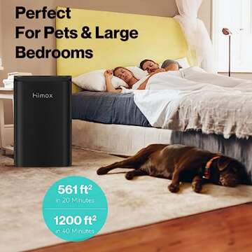 HIMOX Air Purifiers for Home Large Room Covers 1200 ft² H13 Ture HEPA Filter for Pets Bedroom H04 wifi