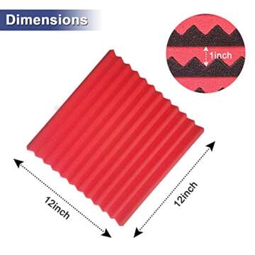 52 Pack Acoustic Foam Panels,1" x 12" x 12" Acoustic Wedge Studio Foam Sound Absorption Wall Panels (BLACK/RED)