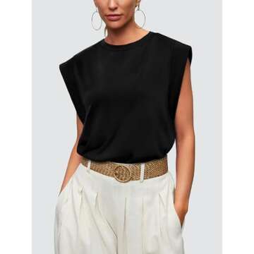 Womens Summer Tops Trendy Sleeveless Tops for Women Cute Flowy Tank Top Loose Fit Dressy Spring Shor...