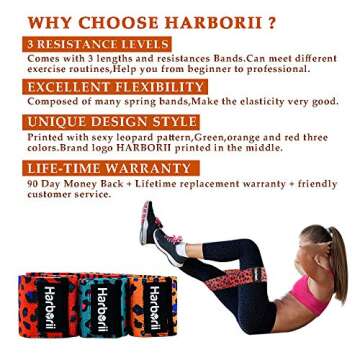 Resistance Bands for Legs and Butt Leopard Print Exercise Bands Non Slip Booty Bands for Women, 3 Levels Workout Booty Bands Sports Fitness Band for Squat Glute Hip Training